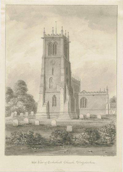 Eccleshall templom: szépia rajz alkotó: John Buckler