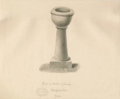 Betűtípus az Acton Trussell templomban: szépia rajz, 1841 alkotó: John Buckler