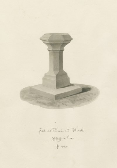 Betűtípus a Bucknall Churchben: szépia rajz alkotó: John Buckler