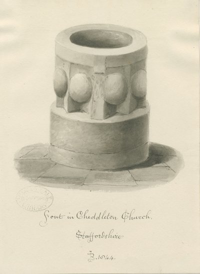 Betűtípus a Cheddleton templomban: szépia rajz, 1844 alkotó: John Buckler