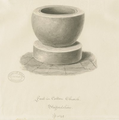 Betűtípus a Colton Churchben: szépia rajz, 1842 alkotó: John Buckler