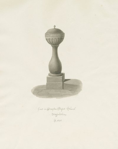 Betűtípus a Drayton Bassett Churchben: szépia rajz, 1848 alkotó: John Buckler