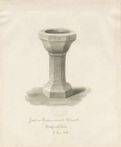 Betűtípus a Hammerwich templomban: szépia rajz, 1843. június (rajz) alkotó: John Buckler