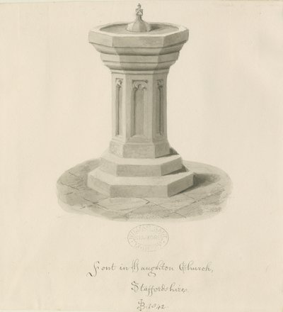 Betűtípus a Haughton Churchben: szépia rajz alkotó: John Buckler