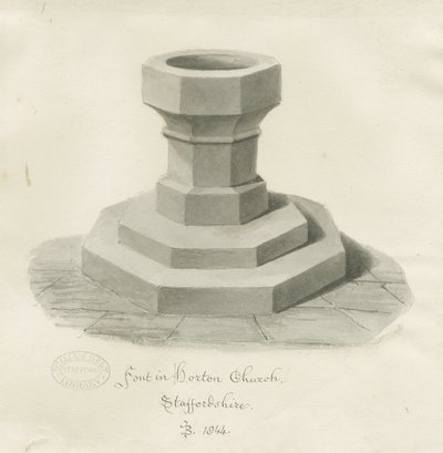 Betűtípus a Horton templomban: szépia rajz alkotó: John Buckler