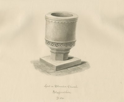 Betűtípus a Standon templomban: szépia rajz alkotó: John Buckler