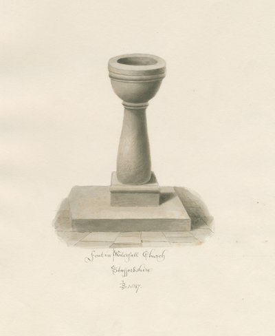 Font in Waterfall Church: szépia rajz alkotó: John Buckler
