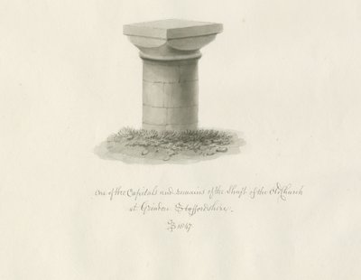 Grindon templom: szépia rajz alkotó: John Buckler