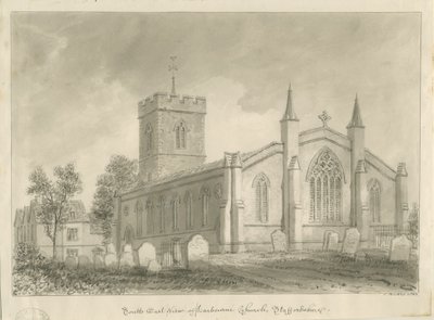 Harborne Church: szépia rajz alkotó: John Buckler