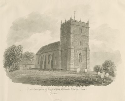 High Offley templom: szépia rajz, 1843 alkotó: John Buckler