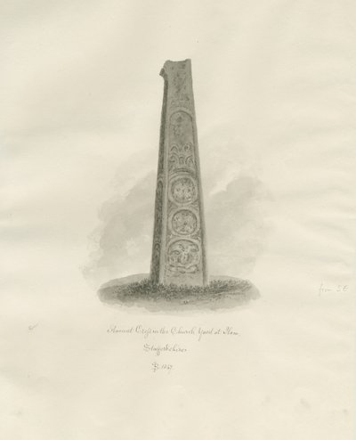 Ilam-templom - Ősi kereszt: szépia rajz, 1847 alkotó: John Buckler