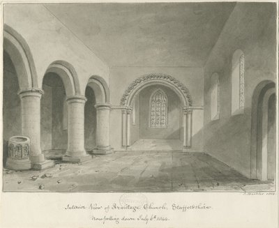 Armitage templom belseje: szépia rajz, 1844. július 6 alkotó: John Buckler