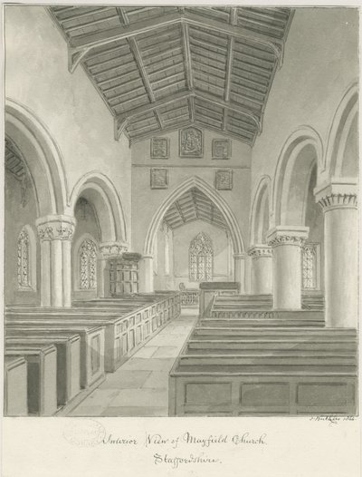 Mayfield templom belseje: szépia mosás rajz, 1844 alkotó: John Buckler