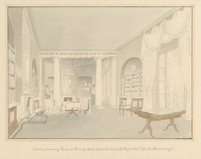 Kent – Bromley Hill – A könyvtári szalon belseje, 1816 alkotó: John Buckler