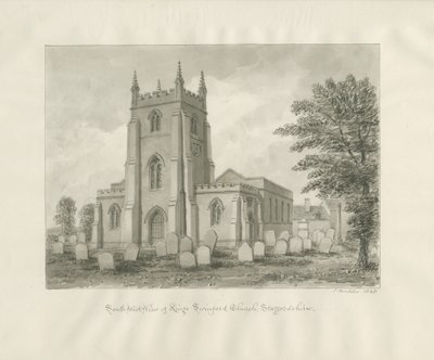 Kingswinford templom: szépia rajz alkotó: John Buckler
