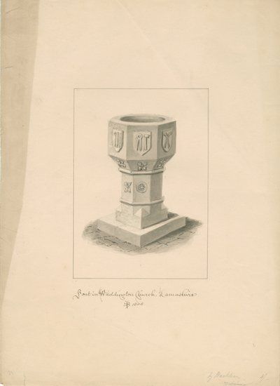 Lancashire – Waddington templom – Betűtípus: szépia rajz, 1808 alkotó: John Buckler