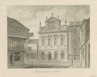 Lichfield - Guildhall: szépia rajz alkotó: John Buckler