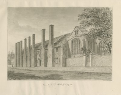 Lichfield - Szent János Kórház és Kápolna: szépia rajz alkotó: John Buckler