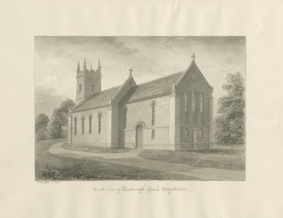 Newborough templom: szépia mosás rajz alkotó: John Buckler