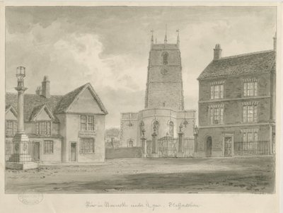 Newcastle-under-Lyme – „St. Giles apát (Ótemplom): szépia rajz alkotó: John Buckler