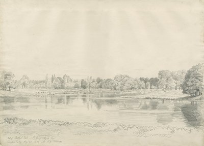Patshull ház – Park és medence: ceruzarajz, 1820. augusztus 25 alkotó: John Buckler