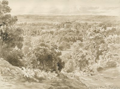 Patshull ház és park: szépia mosás rajz alkotó: John Buckler