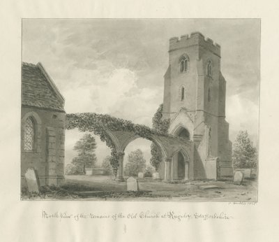 Rugeley templom (régi): szépia rajz alkotó: John Buckler