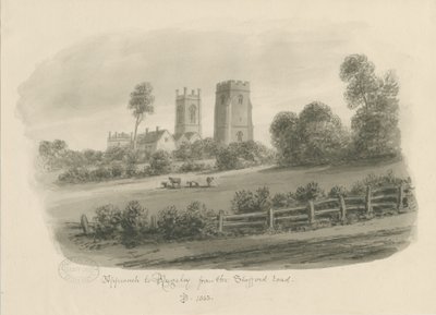 Rugeley Town – A Stafford Roadról: szépia rajz alkotó: John Buckler