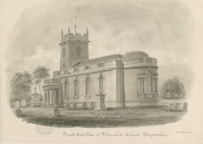 Shareshill templom: szépia rajz, 1843 alkotó: John Buckler