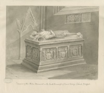 Stafford - Aston emlékmű a Szent Mária-templomban: szépia rajz alkotó: John Buckler