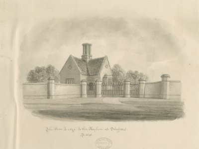 Stafford – New Lodge to the Asylum: szépia rajz, 1843 alkotó: John Buckler