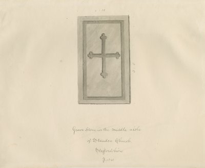 Standon templom - Sírkő: szépia rajz alkotó: John Buckler
