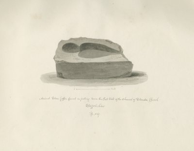 Standon templom: Ősi kőkoporsó: szépia rajz, 1847 alkotó: John Buckler