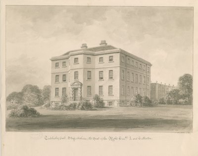 Teddesley Hall: szépia mosás rajza, 1841 alkotó: John Buckler