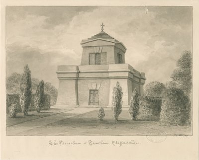 Trentham - A mauzóleum: szépia rajz alkotó: John Buckler