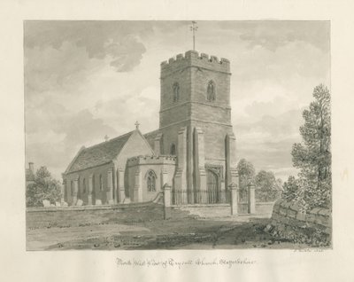 Trysull templom: szépia mosás rajz, 1846 alkotó: John Buckler