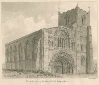 Tutbury Priory Church: szépia rajz alkotó: John Buckler