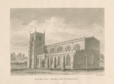 Tutbury Priory Church: szépia mosás rajza, 1812 alkotó: John Buckler