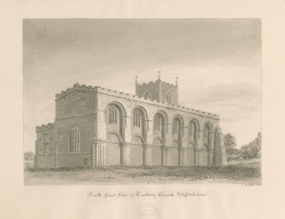 Tutbury Priory Church: szépia mosás rajza, 1812 alkotó: John Buckler