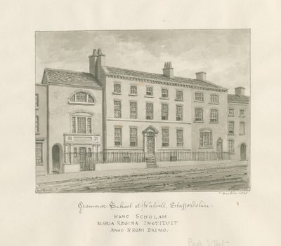 Walsall Town – Gimnázium: szépia mosás rajz, 1845 alkotó: John Buckler