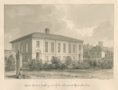 Worcestershire - Droitwich - Blue School: szépia rajz alkotó: John Buckler
