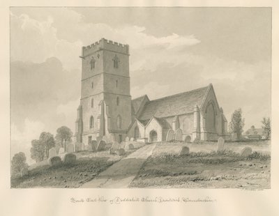 Worcestershire - Droitwich - Dodderhill templom: szépia rajz alkotó: John Buckler
