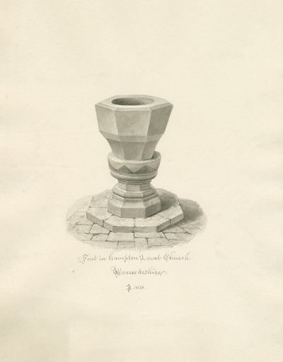 Worcestershire - Hampton Lovett Church - Betűtípus: szépia rajz alkotó: John Buckler