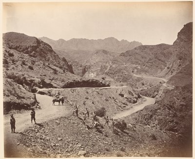 Landi Kotal-hágó a királynő saját Madras Sappers és Bányászai által készített úttal, 1878 körül alkotó: John Burke