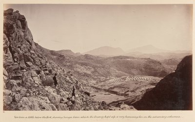?Kilátás az erőd alól egy kicsit, a Sunga látható, ahonnan az ellenség nagyon zaklató tüzet tartott az előrenyomuló oszlopokra?, 1878 alkotó: John Burke