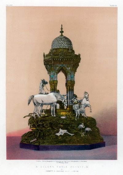 Ezüst asztali szökőkút, 19. század. alkotó: John Burley Waring