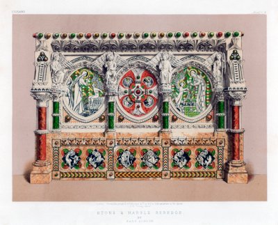 Kő és márvány Reredos, 19. század. alkotó: John Burley Waring