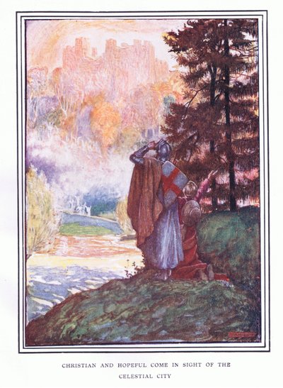 Keresztények és reményteljesek az égi város látókörébe alkotó: John Byam Liston Shaw