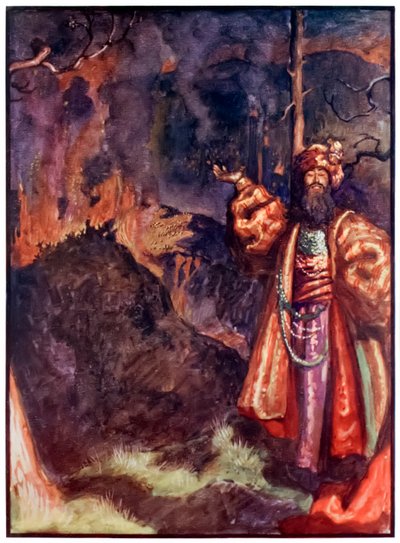 A zarándokok előrehaladása ebből a világból, oda, ami eljön, John Bunyan (1628-1688) Illusztráció: Byam Shaw (1872-1919), amelyen Demas a zarándokokat az ezüstbánya munkálataira hívja alkotó: John Byam Liston Shaw