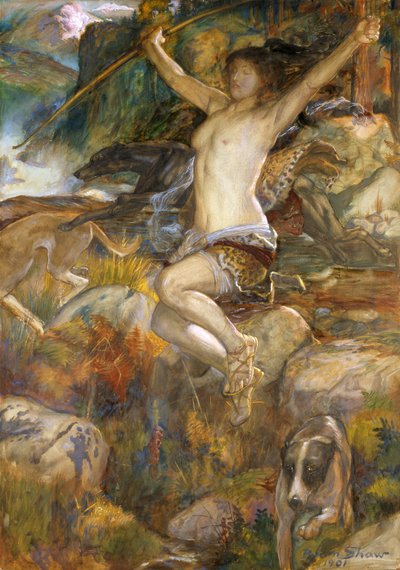 Diana of the Hunt, 1901 (wc papíron) alkotó: John Byam Liston Shaw